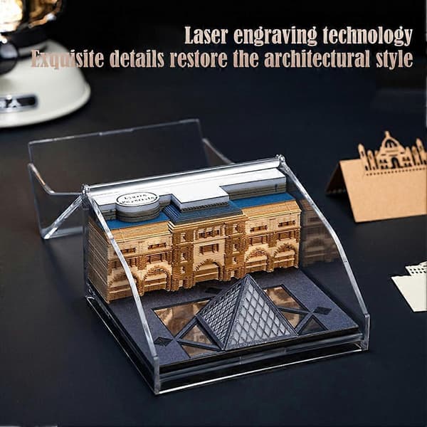 3D Louvre Sticky Notes 2025 Ukentlig Kalender med Lys Trehåndverk