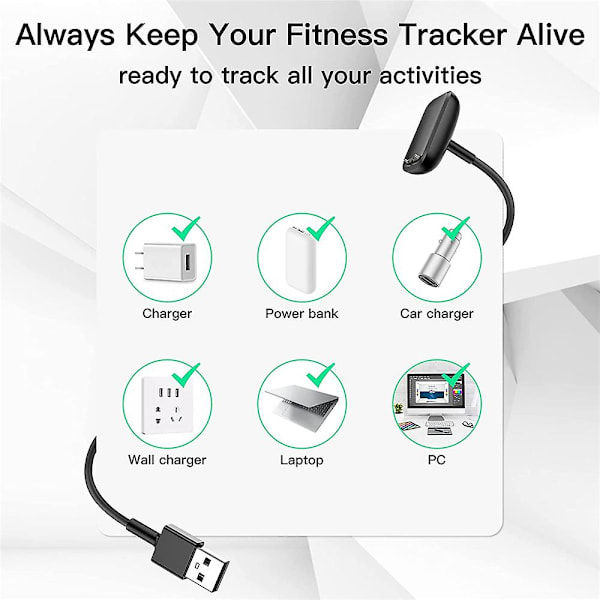 Laddare för Fitbit Charge 5/luxe, smartklocka bärbar 50 cm trådlös magnetisk snabbladdningskabel
