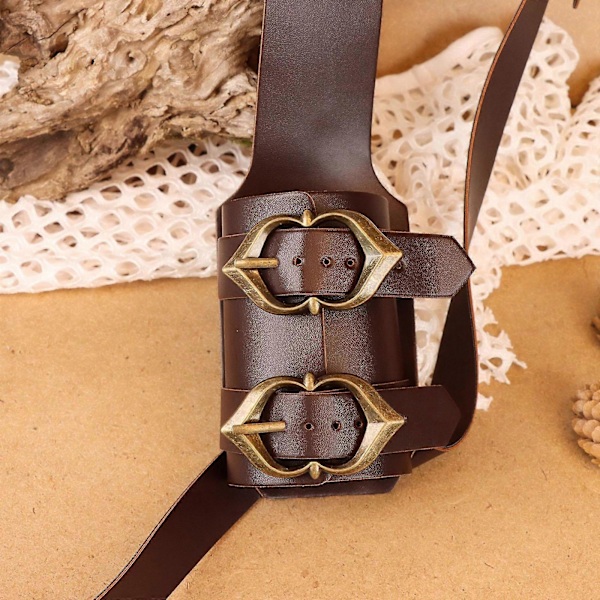 Ryggsvärd Skuldra Grod PU Hängare Medeltida för Viking Renässans Vuxna Män Svart Brown 64 to 76cm