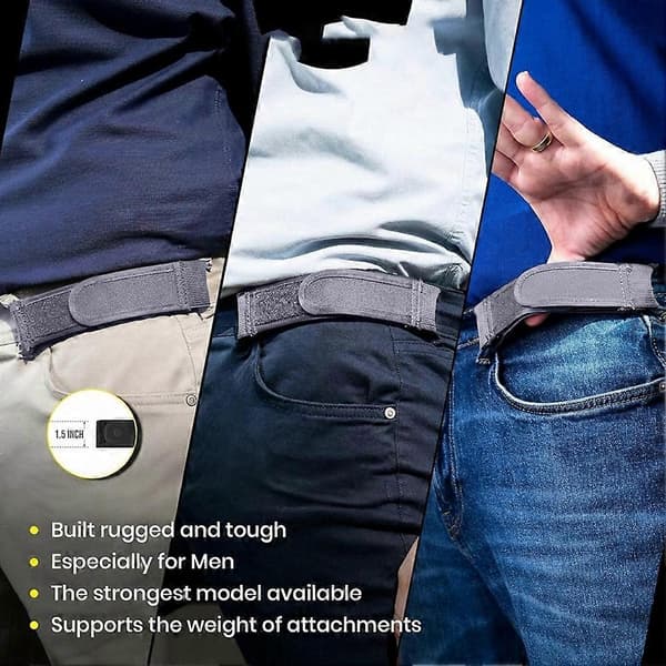 Loop Spændefrit Bælte til Mænd Kvinder Elastisk Intet Spænde Taljebælte Komfortabelt Mode Loop Spændefrit Bælte til Jeans L Gray L