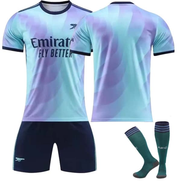 2425 Arsenal andre bortetrøye Odegaard fotballdrakt uniform + sokker 22(120-130cm)