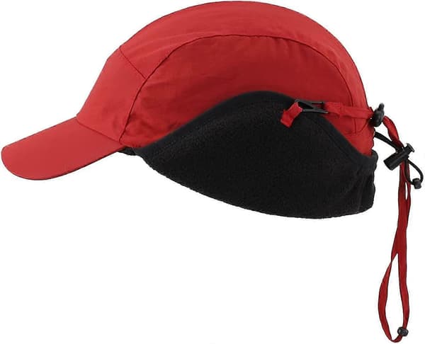 Utendørs baseballcaps for menn Vanntett Yetsye Vinterøreflapp Red