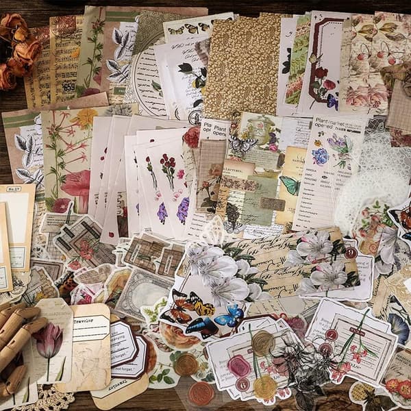 260 stk Vintage Scrapbooking Stickers - Retro Journaling Materiale