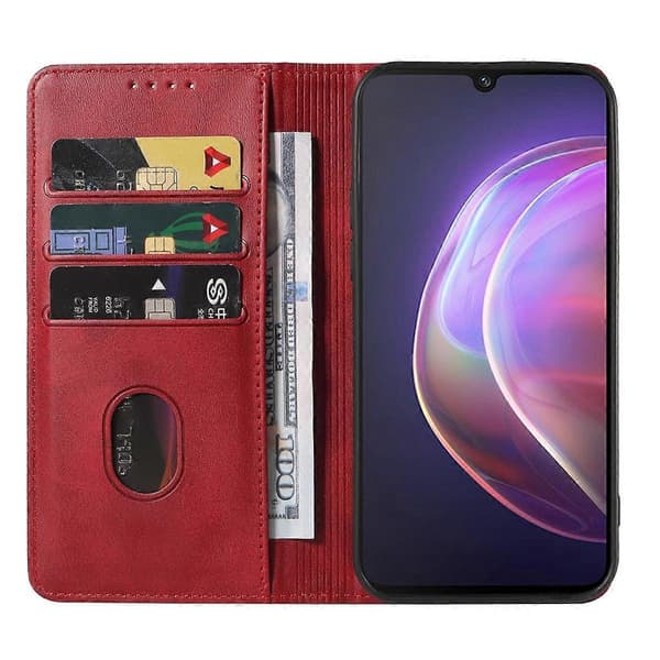 Magnetiskt läderfodral för vivo V21 5G Red