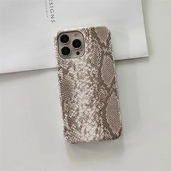 Kompatibel med iPhone 15 Pro-fodral PC+PU-läder Ormstruktur Anti-fall Telefonfodral White