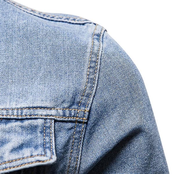 Klassisk denimjakke med revers og knapper til mænd Blue S