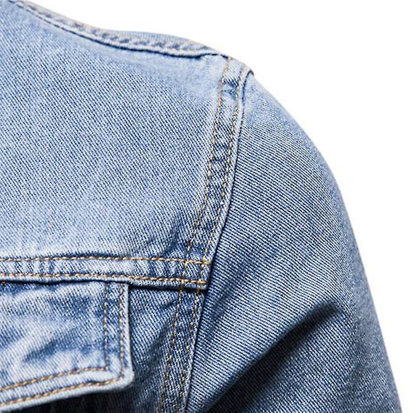 Klassisk jeansjacka med lapelknapp för män Blue M