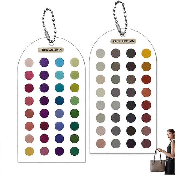 6 stk. akryl farveanalyse skabelonkort - dobbeltsidet matchende guide til outfits og makeup