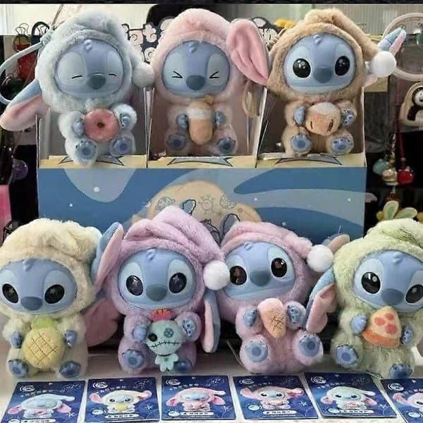 Miniso Stitch Eat Something Before Sleep Series Vinylfigur - Bekreftet Blind Box Doughnut