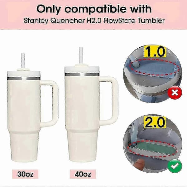 3-delat silikon spillskyddsset - Håll din Stanley Cup 2.0 40oz/30oz mugg läckagefri White