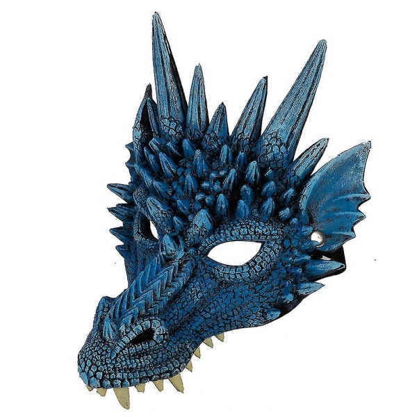 Halloween Cosplay Full Mask Adult Party Rekvisitter 3d Dragon Mask Blue