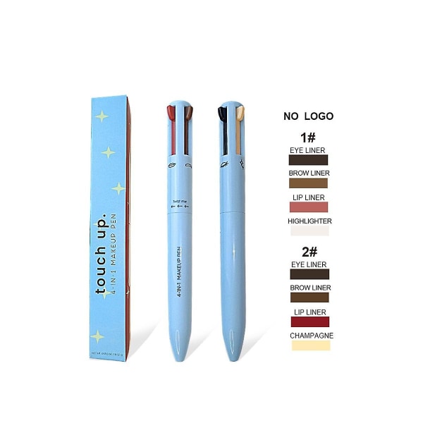 4-i-1 Makeup Pen Touch-up Pen Makeup Øjenbryn Pencil Vandtæt 4 farver Multifunktion Makeup Beauty Pen 02 Blue