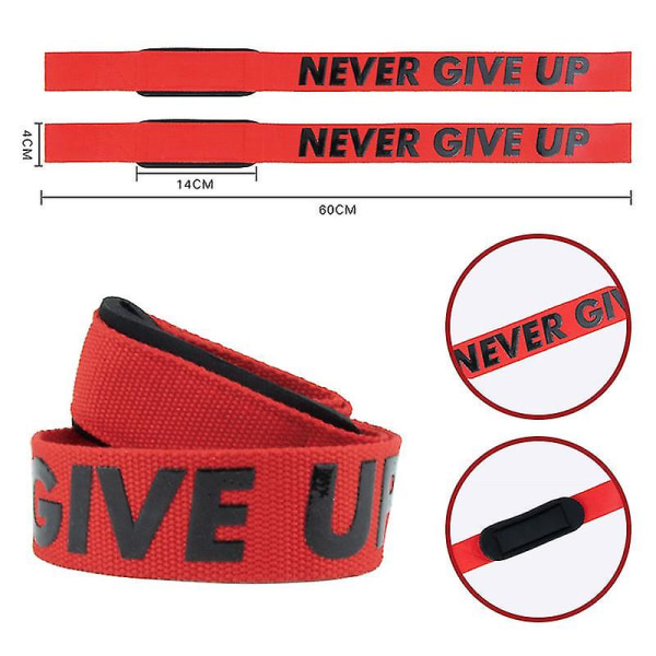 W Lifting Ss Cushed Wrist Deadlift Ss til mænd og kvinder Red NEVER GIVE UP 2pcs