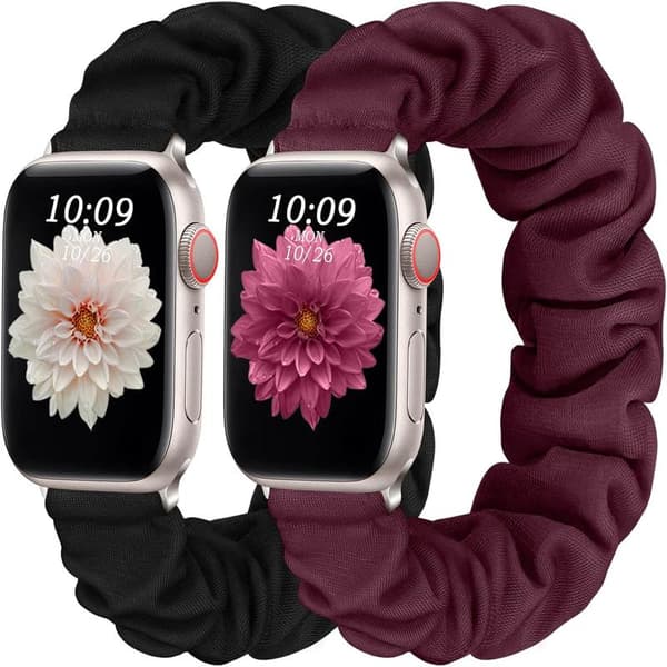Sort/vinrød - 2-pak remme kompatible med Apple Watch-rem 3