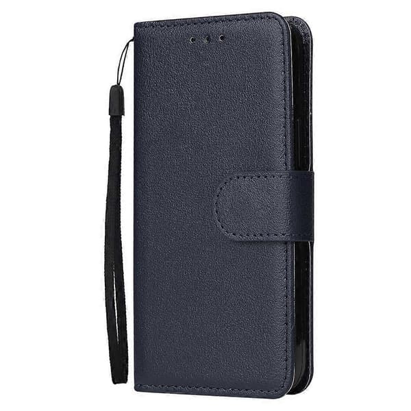 Multifunktionelt vandret flip lædercover med tre kortpladser til iPhone 14 Navy