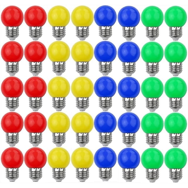 40X fargede LED-pærer E27 Dekorativt og Designlys 240 Lumens Ac220v-240v Dekorasjonslampe Blandede farger Rød Gul Blå Grønn [EQ