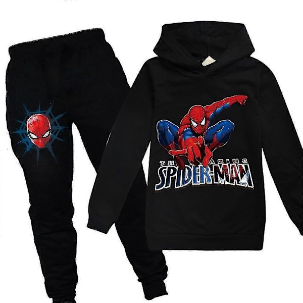 Spiderman Barnedress for Barn - Hettegenser og Bukser - 2-delt Sett - Joggingdress - Hettegensersett for Gutter og Jenter - 7-14 År Black 13-14Years