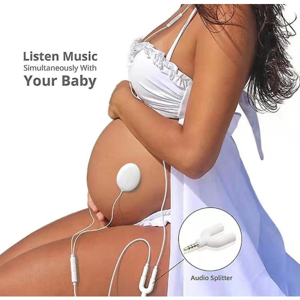 Baby-bump-kuulokkeet toistaa ja jakaa musiikkia, ääntä ja ääniä kohdulle Premium Baby Bump -kaiutinjärjestelmä (valkoinen)