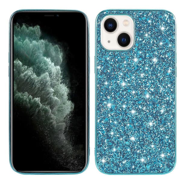 Glitterpulver TPU-telefoncover til iPhone 14 Plus Blue