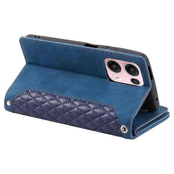 Plånboksfodral för Oppo Reno13 Pro 5G, rombmönstrad söm PU-läder telefonfodral Blue