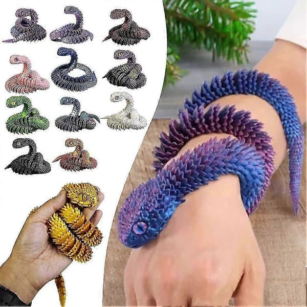 3D-printade figurer ormleksaker självlysande ledade stresslindrande fidgets leksak skrivbordsprydnad