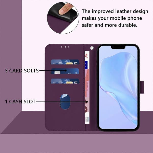 Skinnkänsla Läder Telefonfodral För iPhone 15 Plus Violet