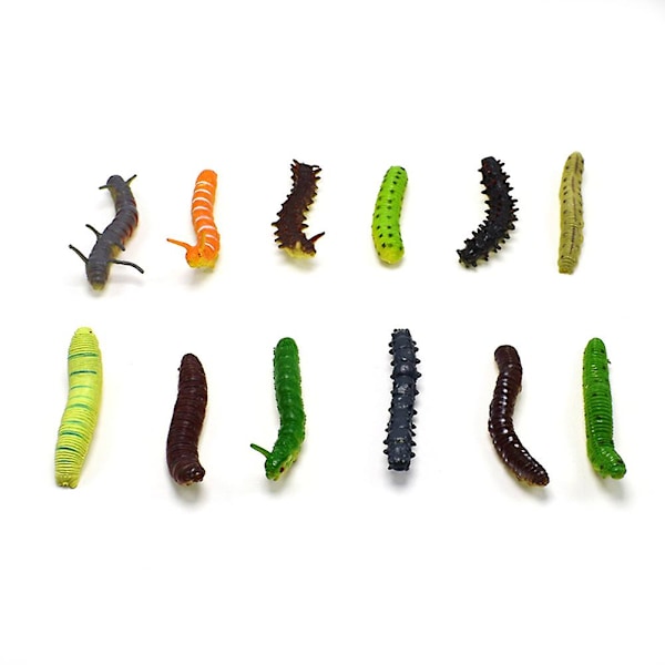 Jiyuge 12-pack Levande Insekter Maskar Mjuka Sträckbara Trickleksaker Halloweenfestrekvisita 12pcs