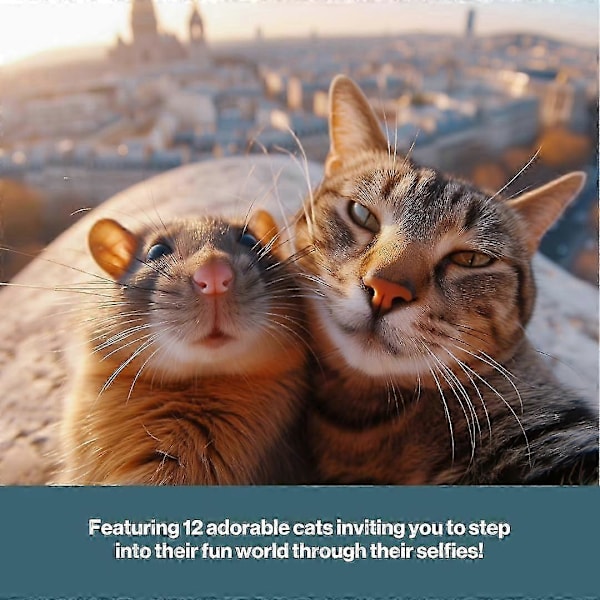 Katt-Selfies Kalender 2025, Katt Väggkalender 2025, Rolig Katt-Selfies Kalender 2025, 12 Månader Hängande Kalender Present till Kattälskare 1Pcs