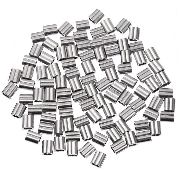 100 STK 8-formede aluminiumsståltrådsklemmer Tilbehør til trådhåndtering (sølv)