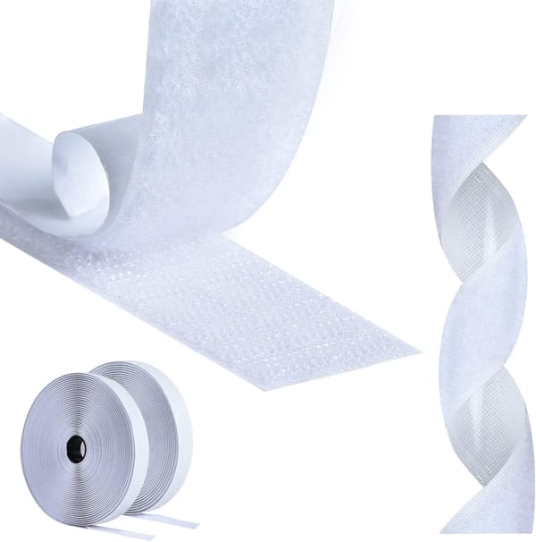 White double-sided anti-scratch tape, 25m anti-scratch tape, self-adhesive hook and loop tape, 25mm