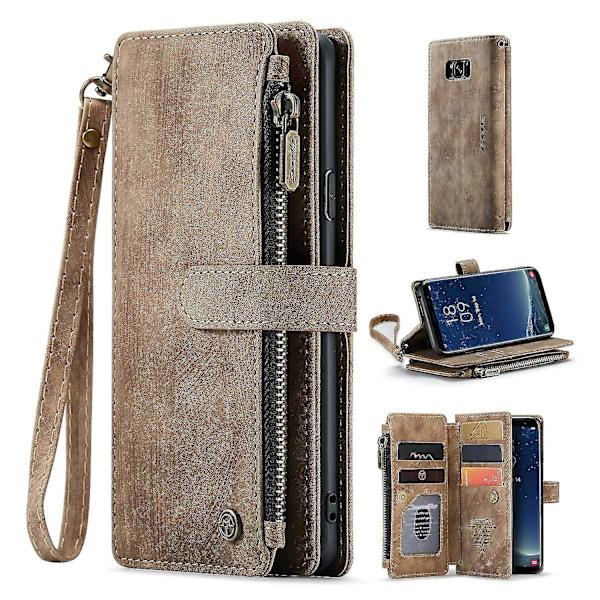 Case med blixtlåsficka för Samsung Galaxy S8, flera kortplatser Anti-fall cover Brown Style D Samsung Galaxy S8