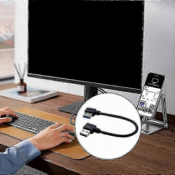 USB 3.0 Type A Han til Han Kabel med Fleksible 90 Graders Vinklede Stik -XN 0.5m