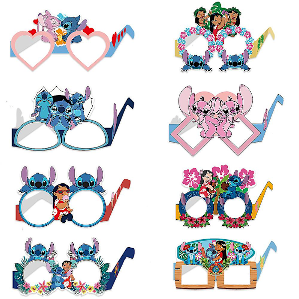 Lilo & Stitch sjove festbriller, festartikler, fotorekvisitter, fødselsdag, bryllup, selfie, fotografering, festartikler 24Pcs