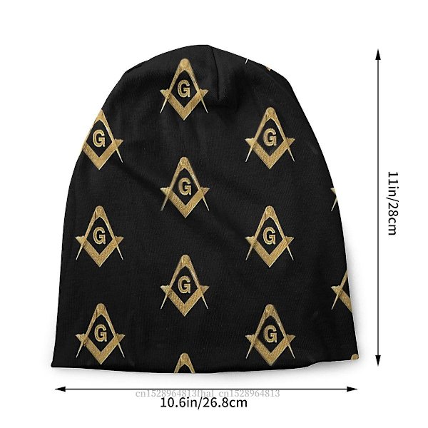 Frimurer Guld Firkantet Kompas Efterår Forår Hatte Mønster Sort Masonic Tynd Hat Motorhjelm Special Skullies Beanies Kasketter Øreværn