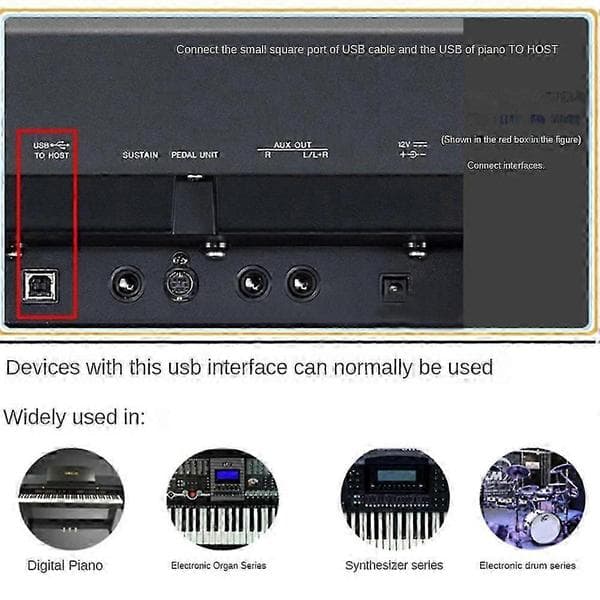 Type C til MIDI-kabel USB C til USB B 2.0 printerkabel printer scannerkabel til AiO, HP, Canon, Samsung-printere og mere kns