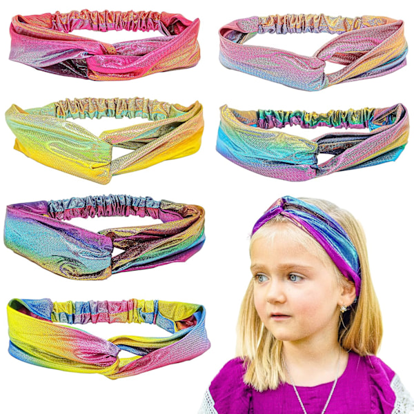 6 Mermaid Knotted Headbands For Girls, Little Girl Hair Accessories, Kids Knot Headwraps, Criss Cross Tie Dye Head Bands