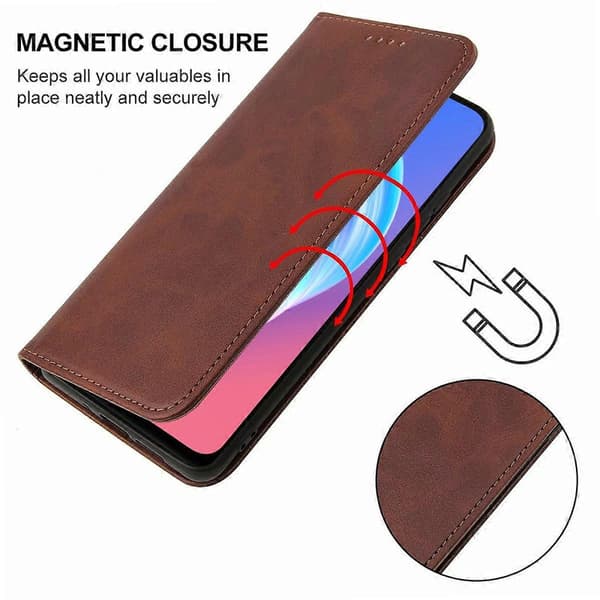 Magnetiskt läderfodral för OPPO A73 Brown