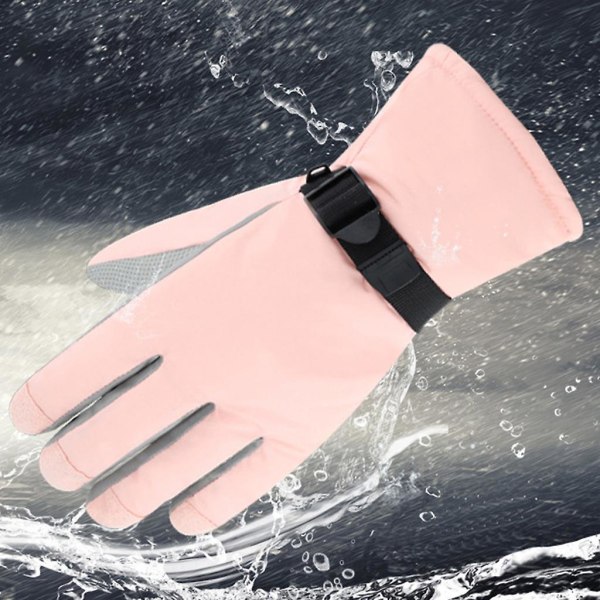 Helfinger skidhandskar Elastiska pekskärmshandskar Fleecefoder Varma handskar Pink