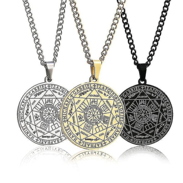7 Archangels Pendant Seal Of Solomon Tetragrammaton Mænd Angels Sigil Necklace Seals Of Seven Archangels Talisman Black