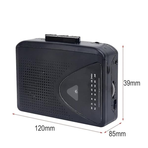 Walkman Cassette Player Portable Speaker Multiple Power Sources AM/FM Radio black