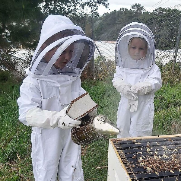 Syksyn kampanja, mehiläishoitovaatteet, valkoiset lasten mehiläishoitovaatteet - pitkähihainen puuvilla, lastensuoja, koko M 1,2 metriä Suosittele