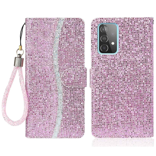 Glitrende pulver Full beskyttelse Mobiltelefonveske Stativ Lommebokdeksel til Samsung Galaxy A33 5G Pink Style E Samsung Galaxy A33 5G