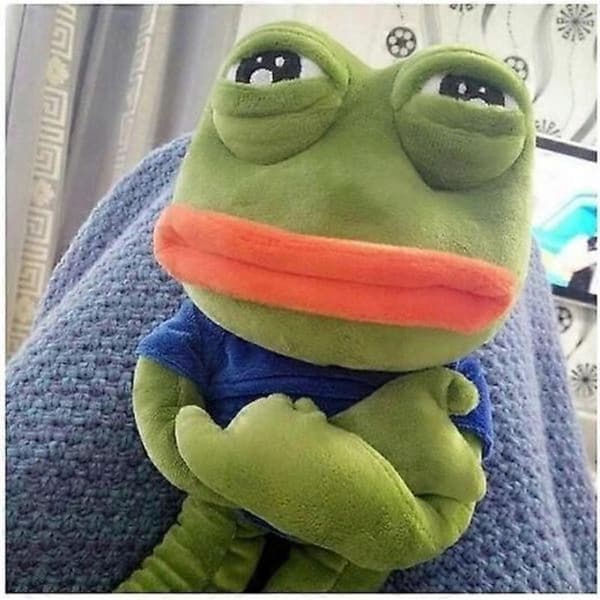 Ledsen Groda Plyslegetøj 42 Cm Groda Pepe Meme Sjov multicolor