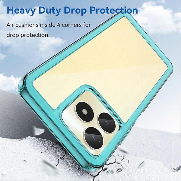 Drop-sikker beskyttelsescover til Realme C51 Transparent Blue