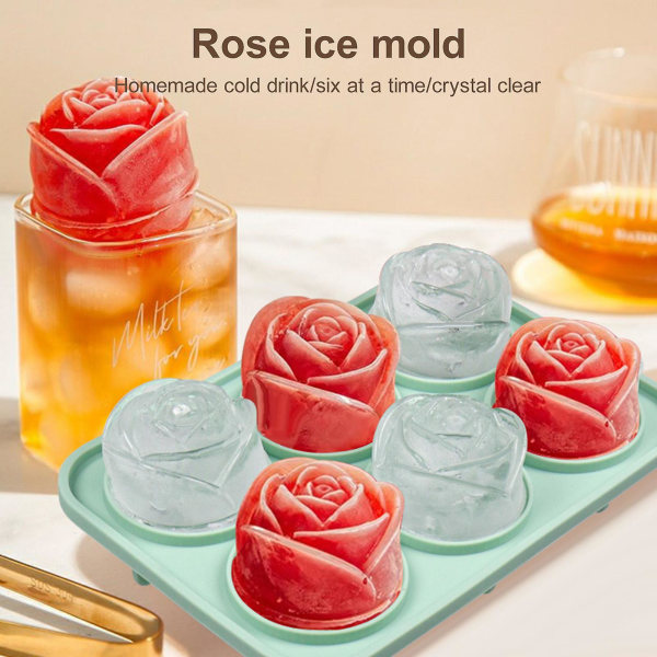 Tyuhe silikone rose isbakke 6 rum iskugleform Nem udformning Fødevaregodkendt isform til drinks Chokolade slik Green