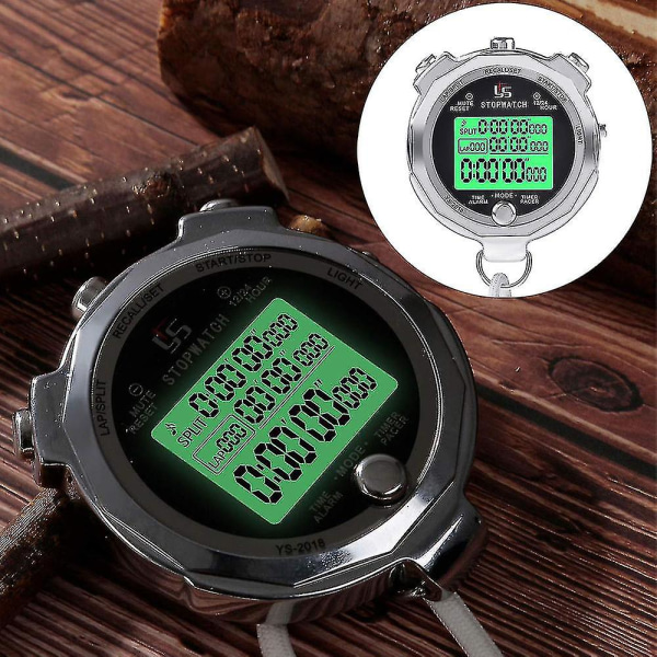 Stopur Metal Stopur Timer med baggrundsbelyst 1/100. sekund Precision 200 Lap Memory Digital Stopur til Coaches