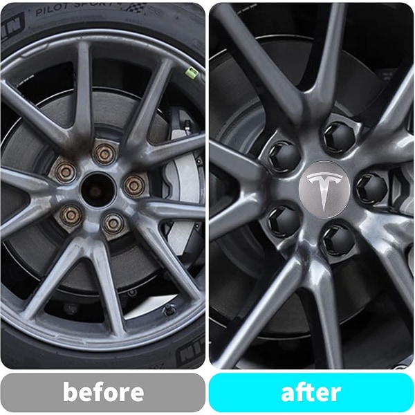 Topfit for Tesla-hjuldekselsett Senternavdekselsett Hjulmutterdeksel Sentermodifikasjonsnavdeksel for modell Y Modus 3 Modus S Modus X