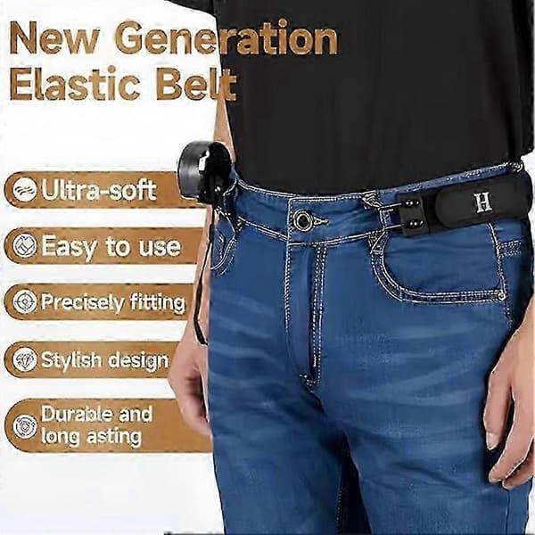 Usynlig Taktisk Metal Krog Elastikbælte - Unisex Spændeløst Taljebælte til Udendørs Arbejde & EDC Udstyr Black NO Logo 2pcs