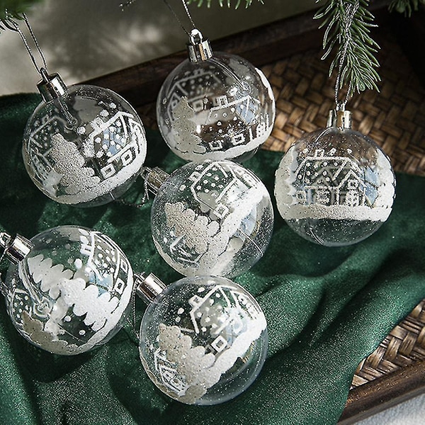 6 kpl Joulupallot Joulukuuseen ripustettavat koristeet kotiin Joulujuhlasisustuspallot (läpinäkyvä) Bd