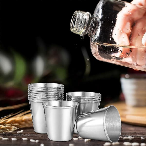 Sølv rustfrit stål shotglas til vindrikning 12 stk. bærbare tumblere